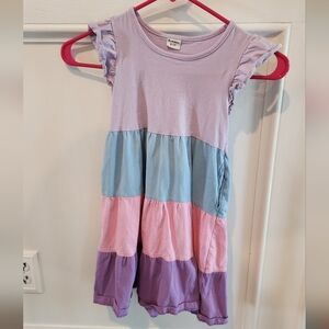 Lavender, Blue & Pink Tiered Cotton Dress